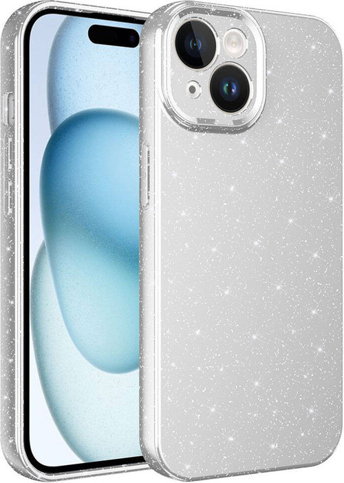 iPhone 15 Uyumlu Kamera Korumalı Simli Lüks MKST Koton Kılıf-Gümüş
