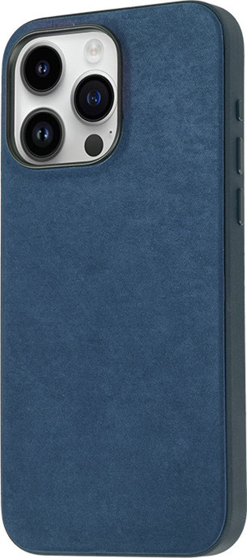 iPhone 15 Pro Max Uyumlu MKST Mikro Fiber Mimoza Kılıf-Mavi