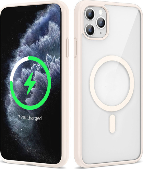 iPhone 11 Pro Max Kılıf Magsafe Wireless Şarj Özellikli Silikon MKST Ege Kapak - Pembe