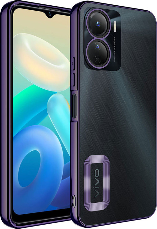 Vivo Y16 Kılıf Kamera Korumalı Logo Gösteren MKST Omega Kapak - Derin Mor