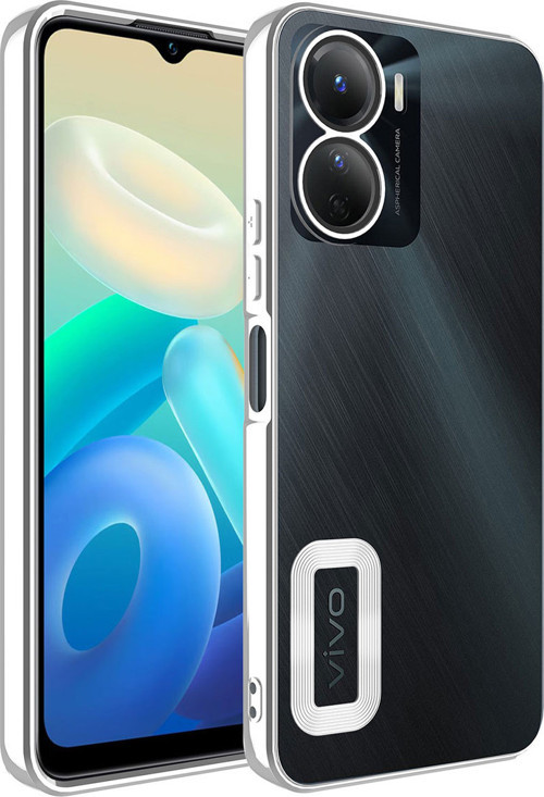 Vivo Y16 Kılıf Kamera Korumalı Logo Gösteren MKST Omega Kapak - Gümüş