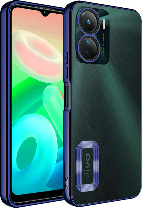 Vivo Y16 Kılıf Kamera Korumalı Logo Gösteren MKST Omega Kapak - Lacivert
