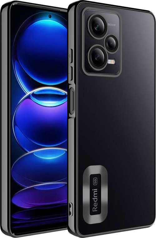 Redmi Note 12 Pro 5G Kılıf Kamera Korumalı Logo Gösteren MKST Omega Kapak - Siyah