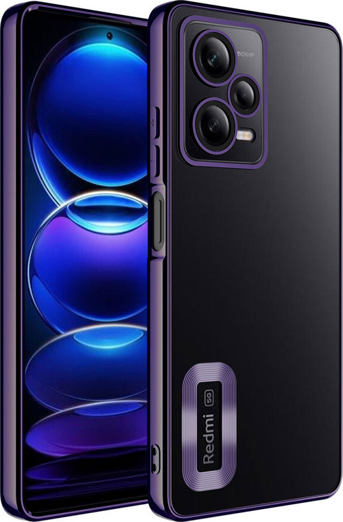 Redmi Note 12 Pro 5G Kılıf Kamera Korumalı Logo Gösteren MKST Omega Kapak - Derin Mor
