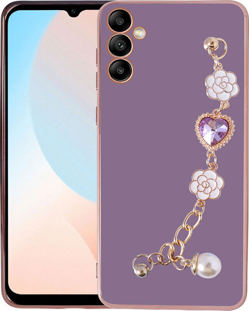 Galaxy A24 Kılıf El Tutamaçlı Kamera Korumalı MKST Taka Silikon Kapak - Mor