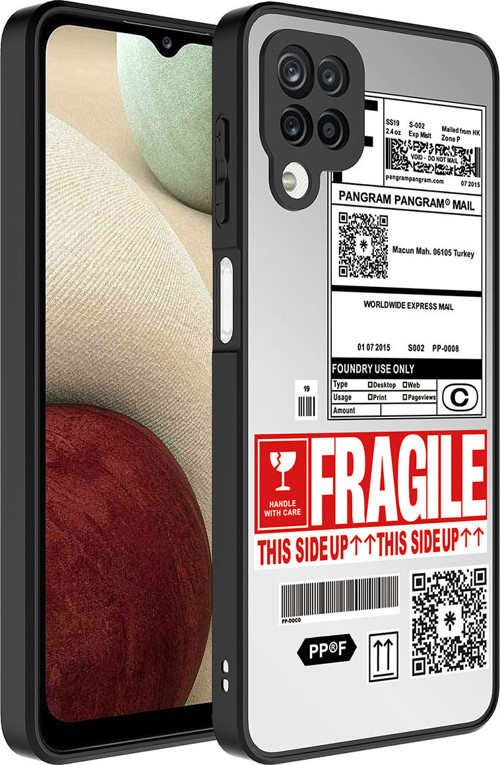 Galaxy A12 Kılıf Aynalı Desenli Kamera Korumalı Parlak MKST Mirror Kapak - Fragile