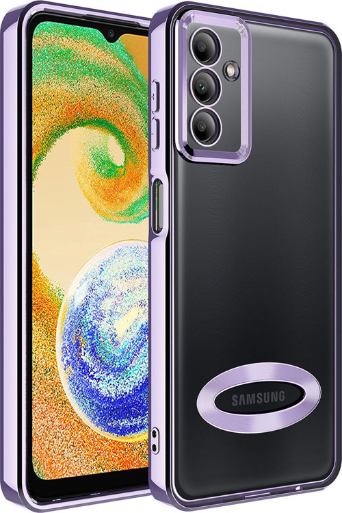 Galaxy A54 Kılıf Kamera Korumalı Logo Gösteren MKST Omega Kapak - Lila