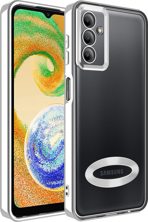 Galaxy A34 Kılıf Kamera Korumalı Logo Gösteren MKST Omega Kapak - Gümüş