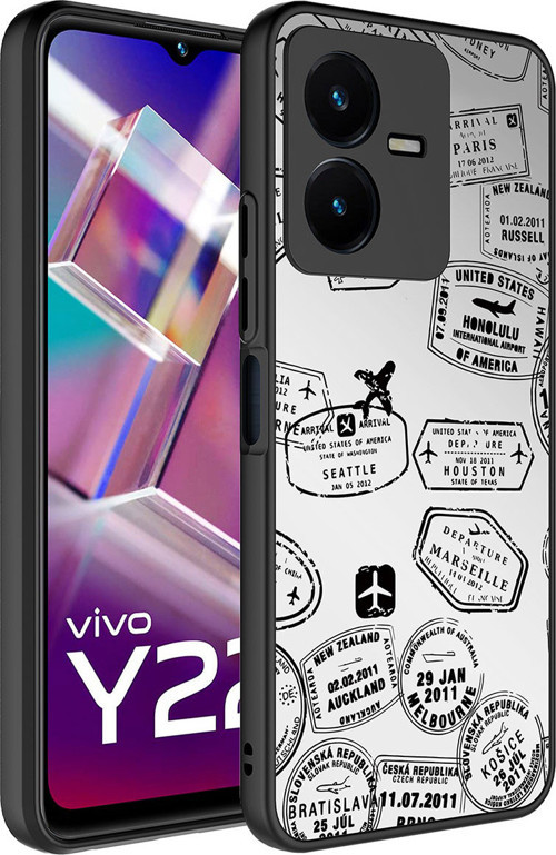 Vivo Y35 Kılıf Aynalı Desenli Kamera Korumalı Parlak MKST Mirror Kapak - Seyahat