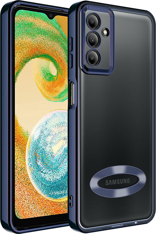Galaxy A34 Kılıf Kamera Korumalı Logo Gösteren MKST Omega Kapak - Lacivert