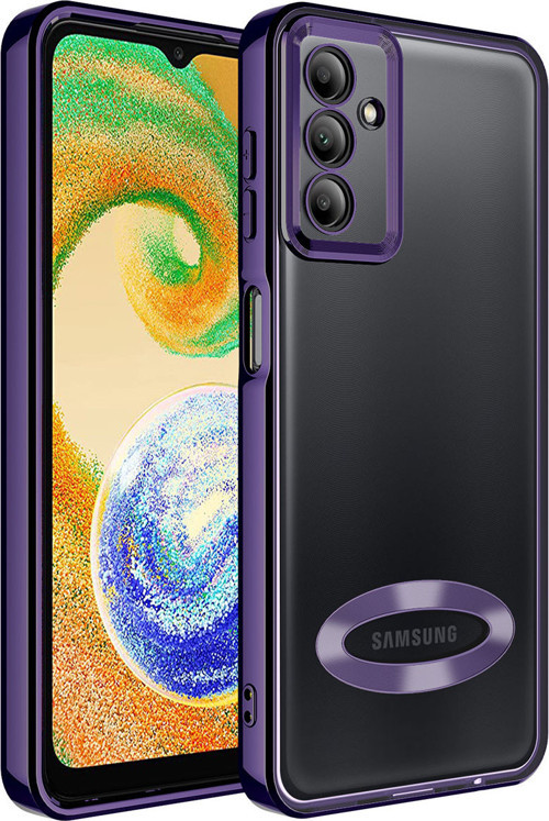 Galaxy A34 Kılıf Kamera Korumalı Logo Gösteren MKST Omega Kapak - Derin Mor