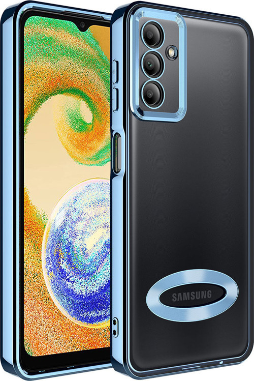 Galaxy A54 Kılıf Kamera Korumalı Logo Gösteren MKST Omega Kapak - Sierra Mavi