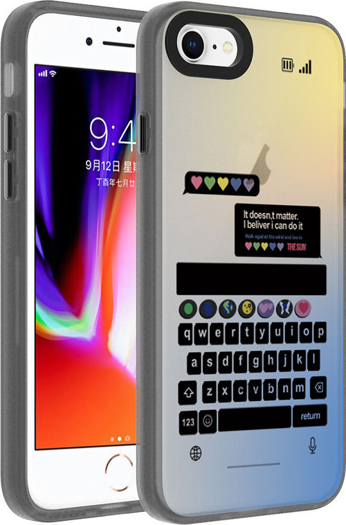 iPhone 8 Kılıf Desenli MKST Dragon Sert Kapak - Klavye