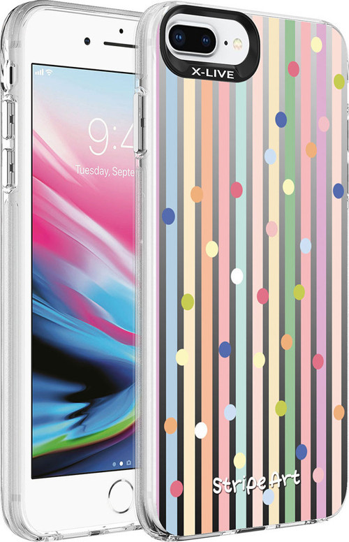 iPhone 8 Plus Kılıf Desenli MKST Silver Sert Kapak - Noktalar