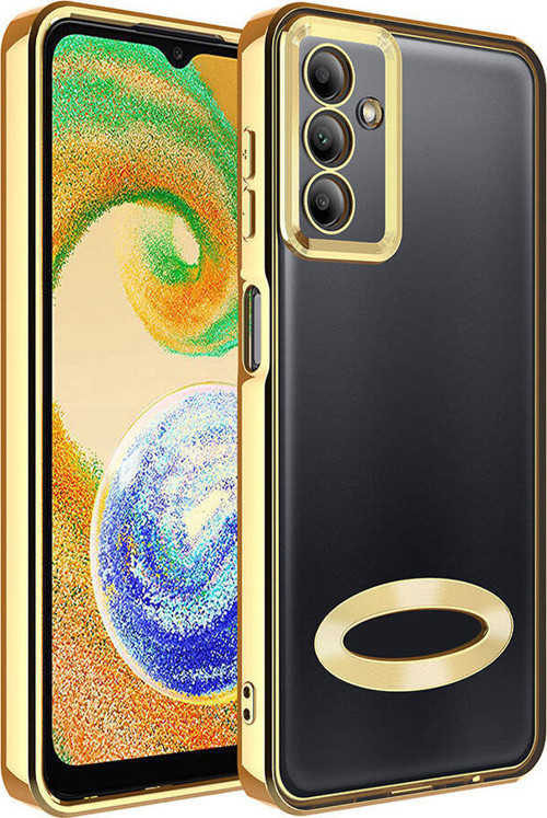 Galaxy A05S Kılıf Kamera Korumalı Logo Gösteren MKST Omega Kapak - Gold