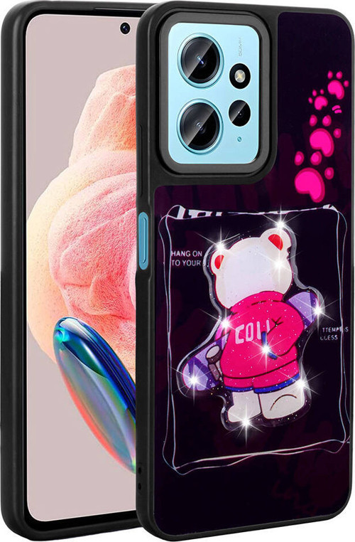Redmi Note 12 4G Kılıf Parlayan Kabartmalı İkonik Figürlü MKST Amas Silikon Kapak - Siyah