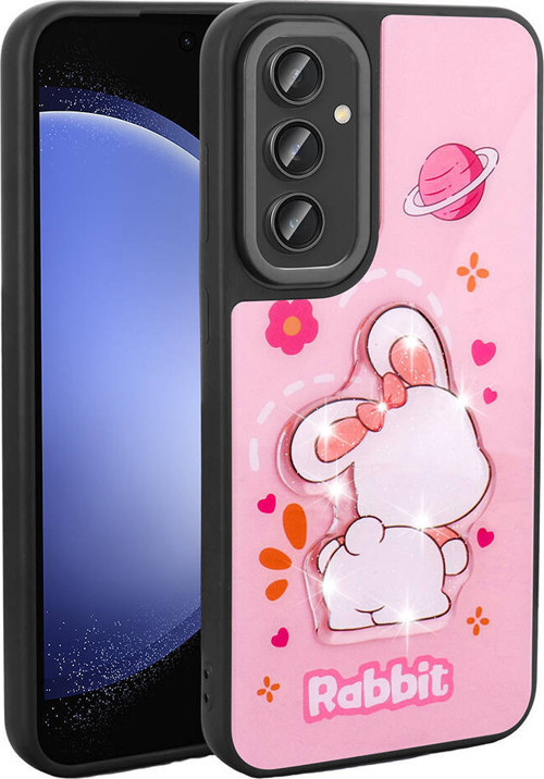 Galaxy A14 Kılıf Parlayan Kabartmalı İkonik Figürlü MKST Amas Silikon Kapak - Pembe