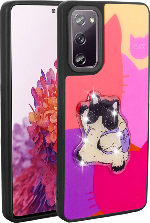 Galaxy S20 FE Kılıf Parlayan Kabartmalı İkonik Figürlü MKST Amas Silikon Kapak - Mor