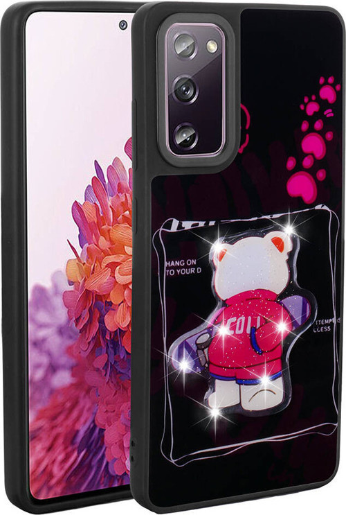Galaxy S20 FE Kılıf Parlayan Kabartmalı İkonik Figürlü MKST Amas Silikon Kapak - Siyah