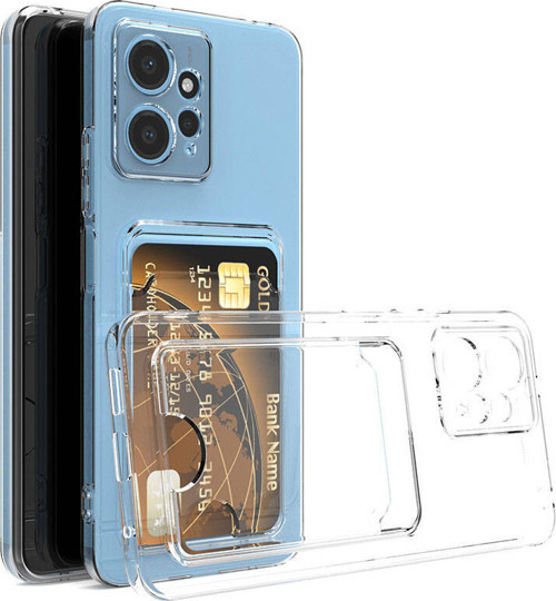Redmi Note 12 5G Kılıf Kartlıklı Şeffaf MKST Setra Clear Silikon Kapak - Renksiz