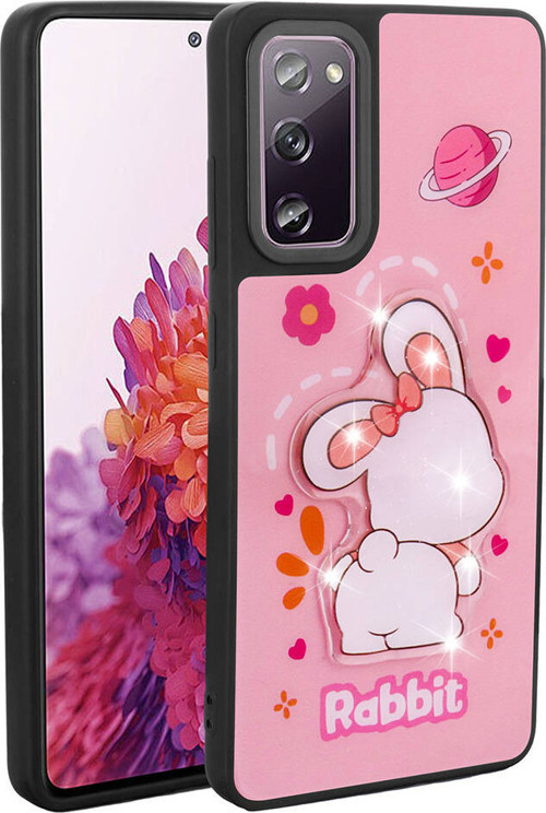Galaxy S20 FE Kılıf Parlayan Kabartmalı İkonik Figürlü MKST Amas Silikon Kapak - Pembe