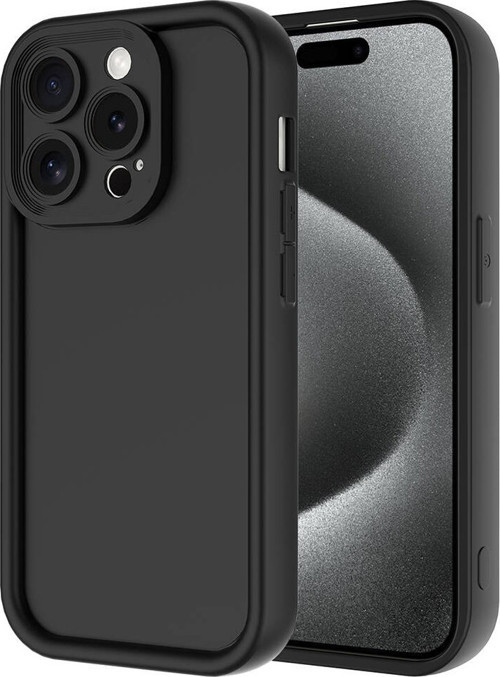 iPhone 15 Pro Kılıf Kamera Korumalı MKST Ananas Kapak - Siyah
