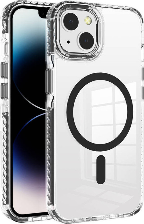 iPhone 13 Kılıf Magsafe Şarj Özellikli Airbagli Takılabilir Askı Aparatlı MKST Nana Kapak - Siyah