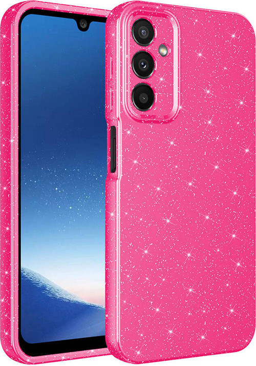Galaxy A25 Kılıf Kamera Korumalı Simli Lüks MKST Koton Kapak - Pembe Koyu