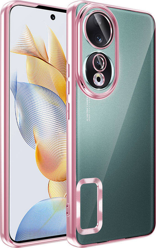 Honor 90 Kılıf Kamera Korumalı Logo Gösteren MKST Omega Kapak - Rose Gold