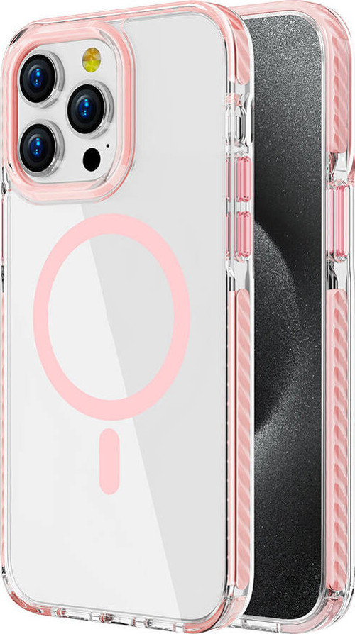 iPhone 14 Pro Kılıf Magsafe Şarj Özellikli Airbagli Takılabilir Askı Aparatlı MKST Nana Kapak - Pemb