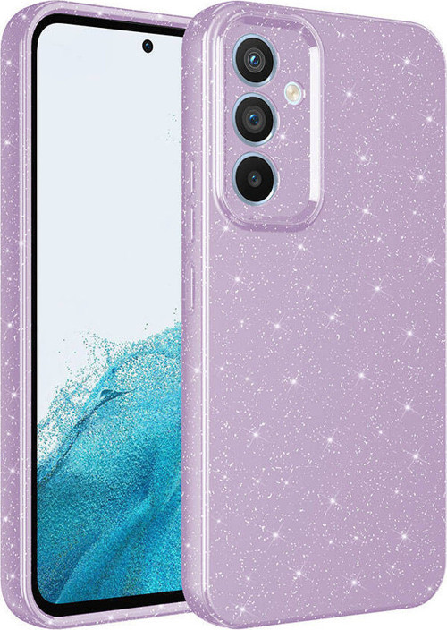 Galaxy S24 Plus Kılıf Kamera Korumalı Simli Lüks MKST Koton Kapak - Lila