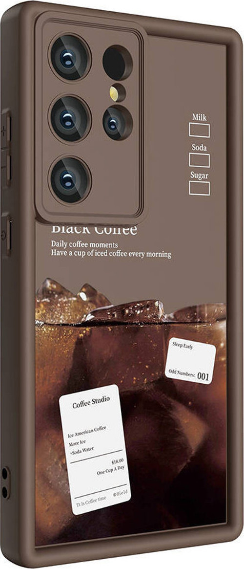 Galaxy S24 Ultra Kılıf Kamera Korumalı Baskılı Arka Yüzey MKST Klas Kapak - Koyu Kahve
