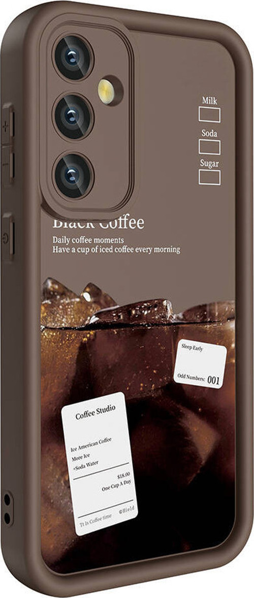 Galaxy S23 FE Kılıf Kamera Korumalı Baskılı Arka Yüzey MKST Klas Kapak - Koyu Kahve