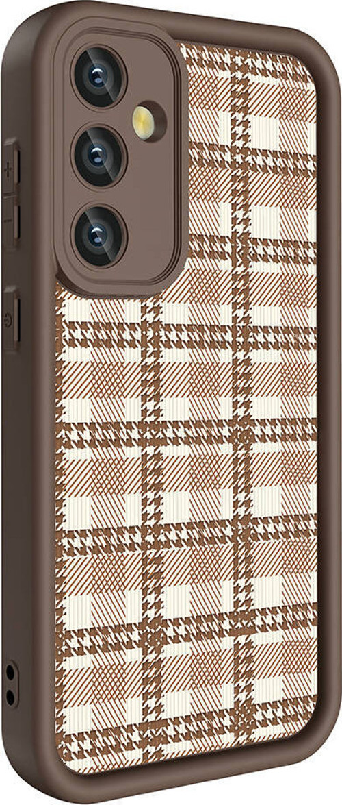 Galaxy S23 FE Kılıf Kamera Korumalı Baskılı Arka Yüzey MKST Klas Kapak - Açık Kahve