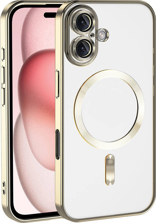 iPhone 16 Plus Kılıf Kamera Korumalı Magsafe Wireless Şarj Özellikli MKST Demre Kapak - Gold