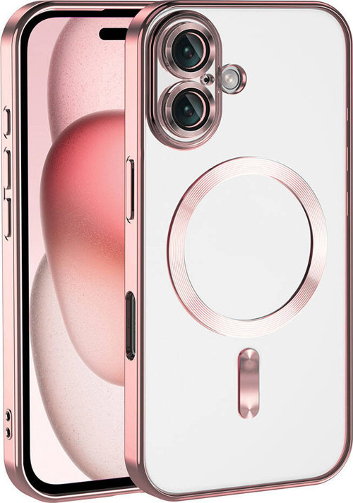 iPhone 16 Plus Kılıf Kamera Korumalı Magsafe Wireless Şarj Özellikli MKST Demre Kapak - Rose Gold