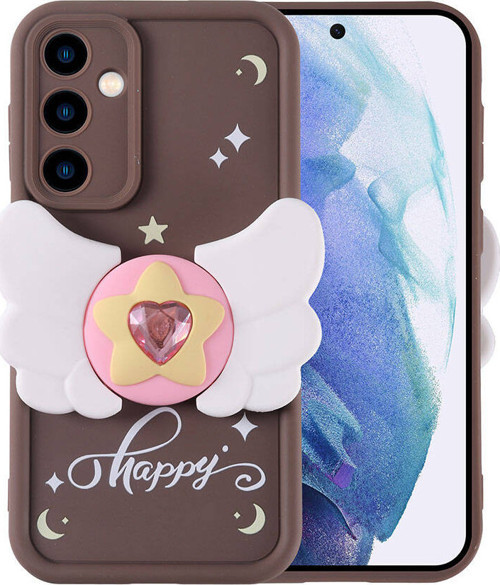 Galaxy A55 Kılıf Kamera Korumalı Figür Tasarımlı MKST Kapya Kapak - Koyu Kahve