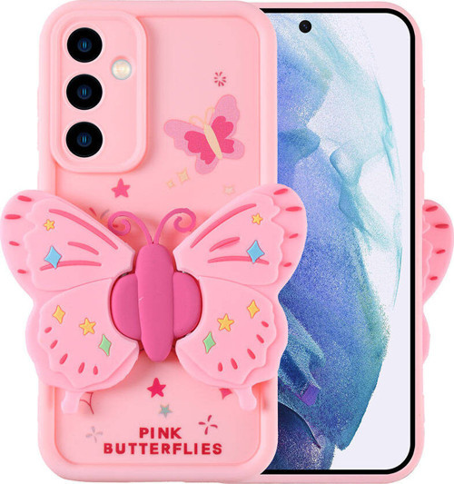 Galaxy A55 Kılıf Kamera Korumalı Figür Tasarımlı MKST Kapya Kapak - Pembe Açık