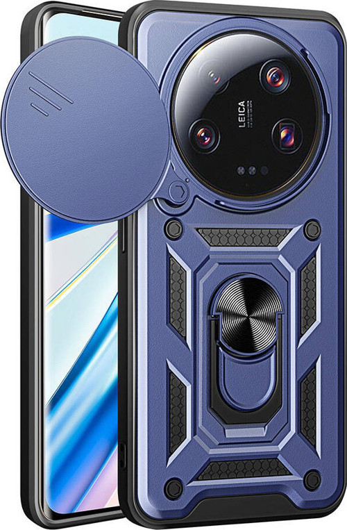 Mi 13 Ultra Kılıf Magnetik Standlı Kamera Korumalı MKST Sürgülü Vega Kapak - Mavi