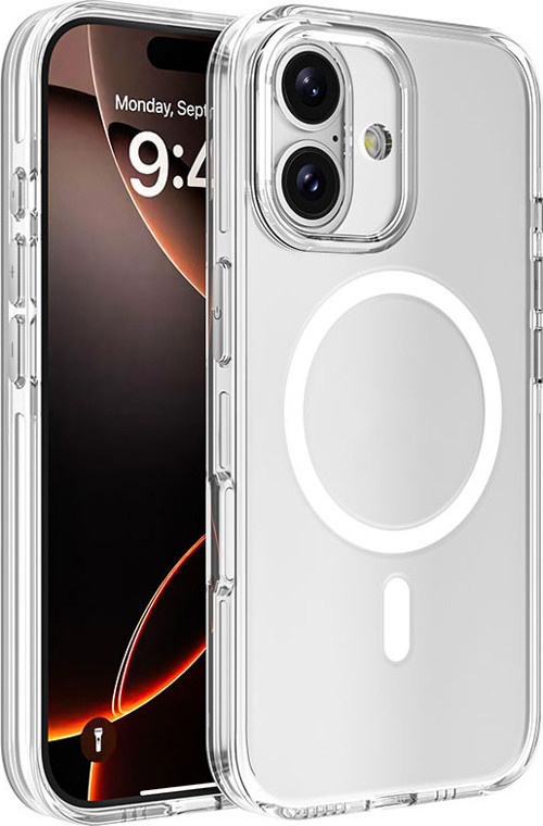 iPhone 16 Kılıf Magsafe Şarj Özellikli Kamera Korumalı MKST Kripto Kapak - Şeffaf