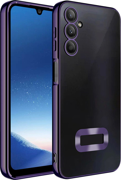 Galaxy A16 Kılıf Kamera Korumalı Logo Gösteren MKST Omega Kapak - Derin Mor