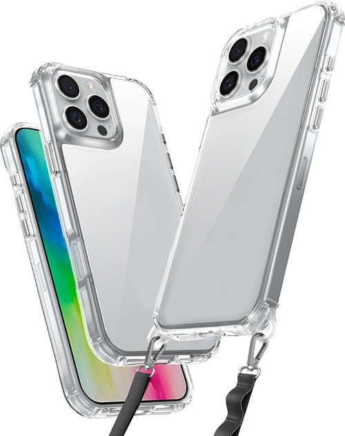 iPhone 16 Pro Max Kılıf Airbagli Takılabilir Askı Aparatlı MKST Snap Silikon Kapak - Şeffaf