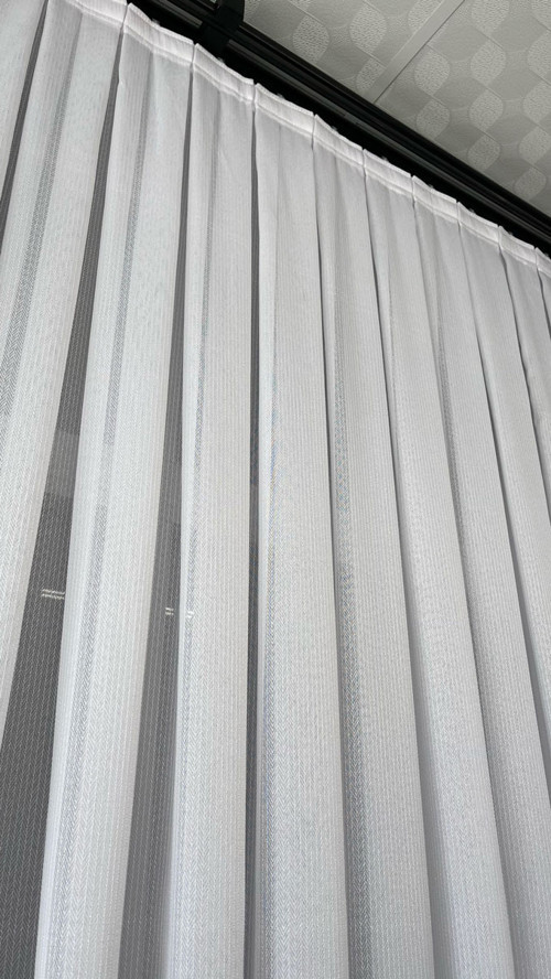 Kırık Beyaz Su Yolu Üsküdar Tül Perde 1/3 Sık Pileli Ütü İstemez Dayanıklı