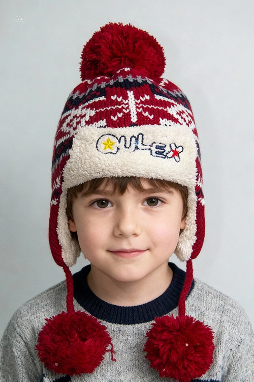 - Jakarlı Unisex Çocuk Pilot Bere 1146 Kırmızı