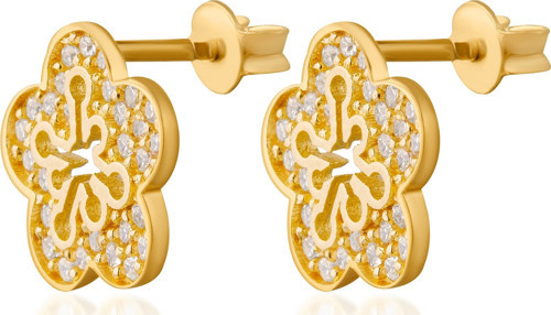 Bloomy Shine Çiçek Çivi | 1 mikron 18 Ayar Altın Kaplama (925 Ayar Gümüş Üzerine), Zirkonyum