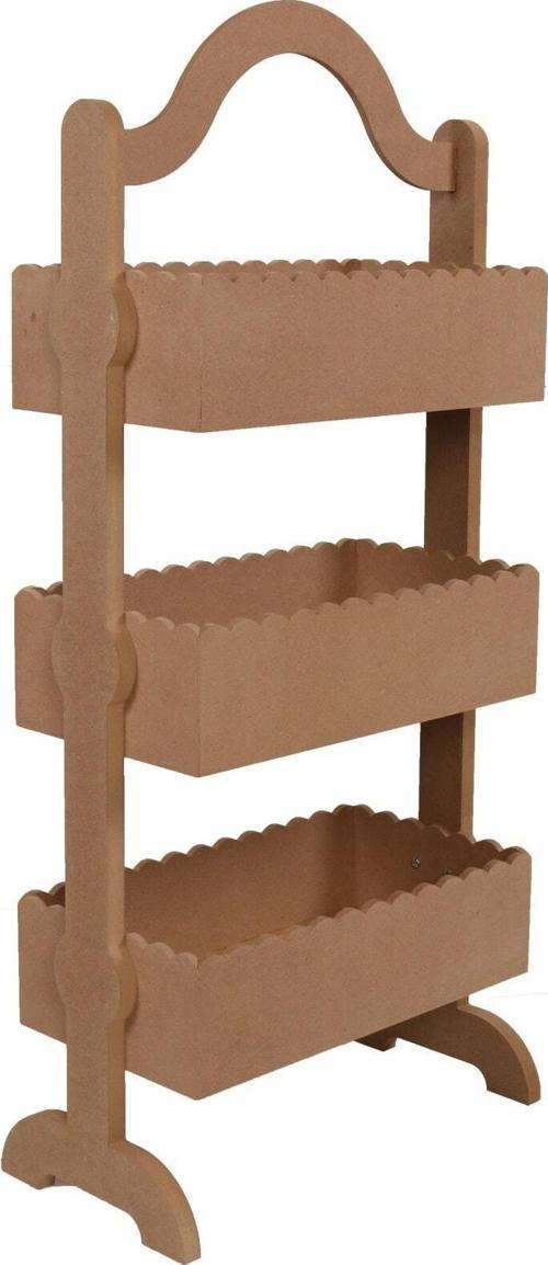 3 Katlı Üstü Açık Sebzelik Dolap 60x81x19