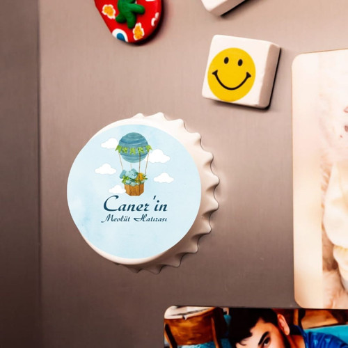 Kişiye Özel Erkek Bebek Mevlüt Hatırası Açacak Magnet – Balon Temalı Buzdolabı Açacağı (10 Adet)