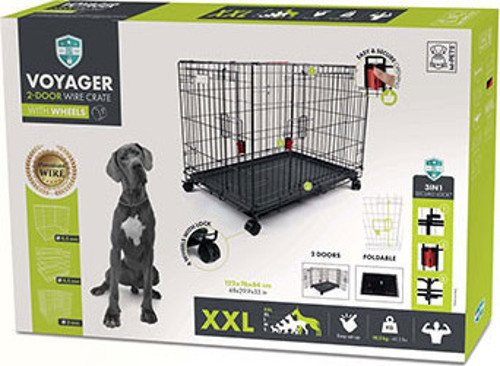 Voyager Tekerlekli 2 Kapılı Köpek Kafesi XXLarge Siyah 122x76x84 Cm