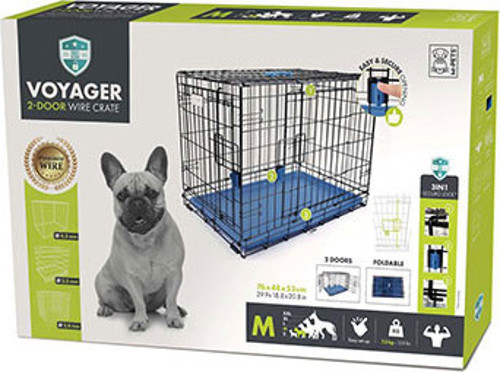 Voyager 2 Kapılı Köpek Kafesi Medium Mavi 76x48x53 Cm