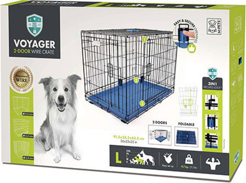 Voyager 2 Kapılı Köpek Kafesi Large Mavi 91x58x63 Cm